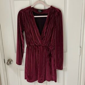 Lulus Velvet Striped Pink Dress